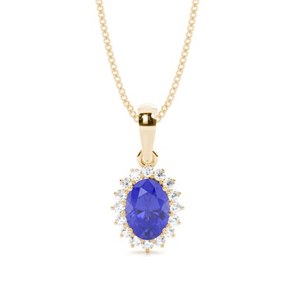 Prong Setting Halo Tanzanite Pendant