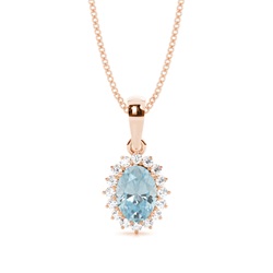 Prong Setting Halo Aquamarine Pendant