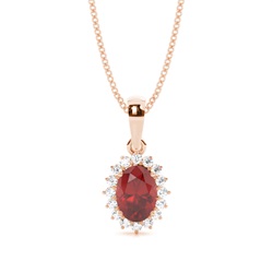 Prong Setting Halo Garnet Pendant