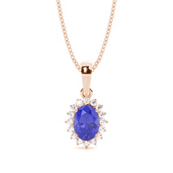 Prong Setting Halo Tanzanite Pendant
