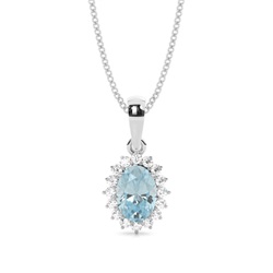 Prong Setting Halo Aquamarine Pendant