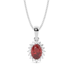 Prong Setting Halo Garnet Pendant