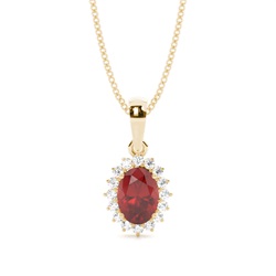 Prong Setting Halo Garnet Pendant