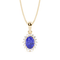 Prong Setting Halo Tanzanite Pendant