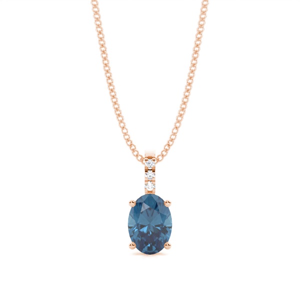 Prong Setting Oval Blue Topaz Pendant