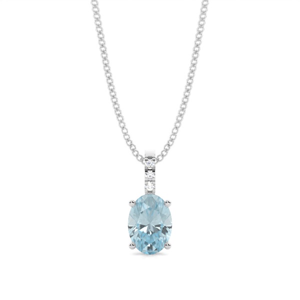 Prong Setting Oval Aquamarine Pendant