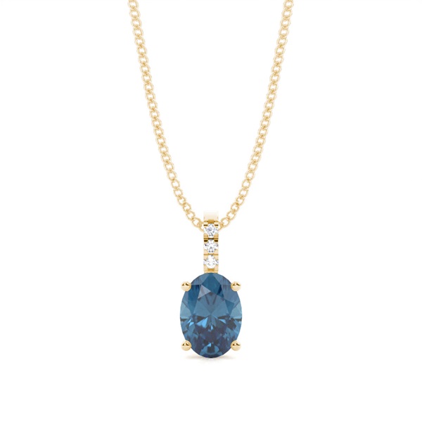 Prong Setting Oval Blue Topaz Pendant