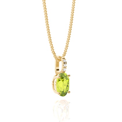 Ovaler Peridot-Anhänger in einer Krappenfassung