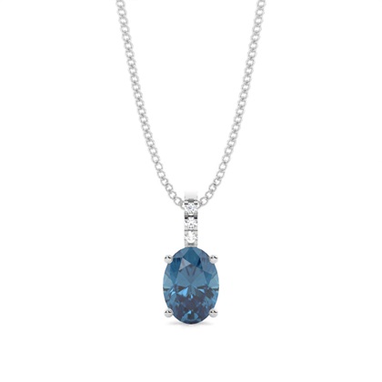 Prong Setting Oval Blue Topaz Pendant