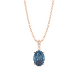 Prong Setting Oval Blue Topaz Pendant