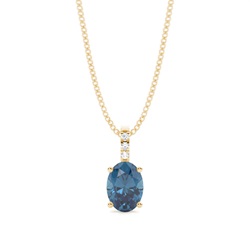 Prong Setting Oval Blue Topaz Pendant