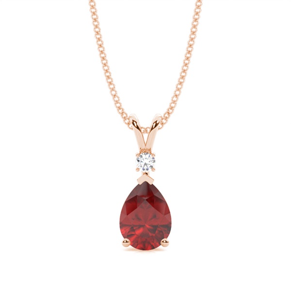 Prong Setting Pear Garnet Pendant