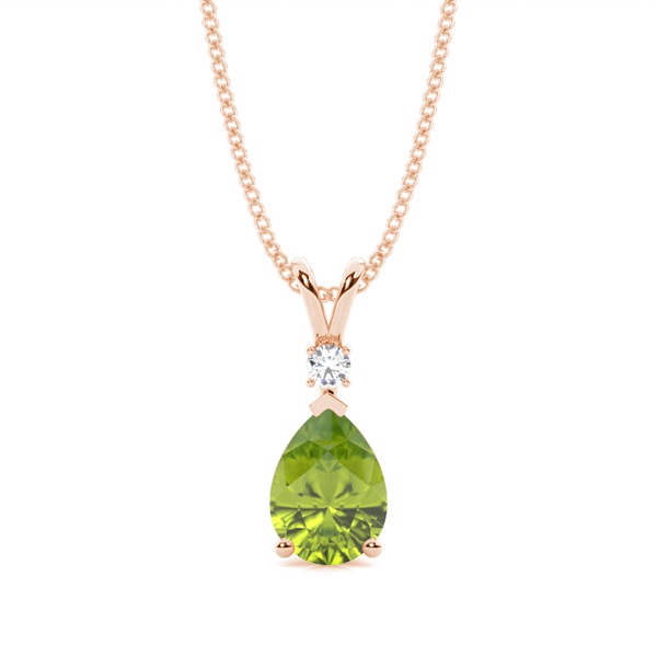 Prong Setting Pear Peridot Pendant