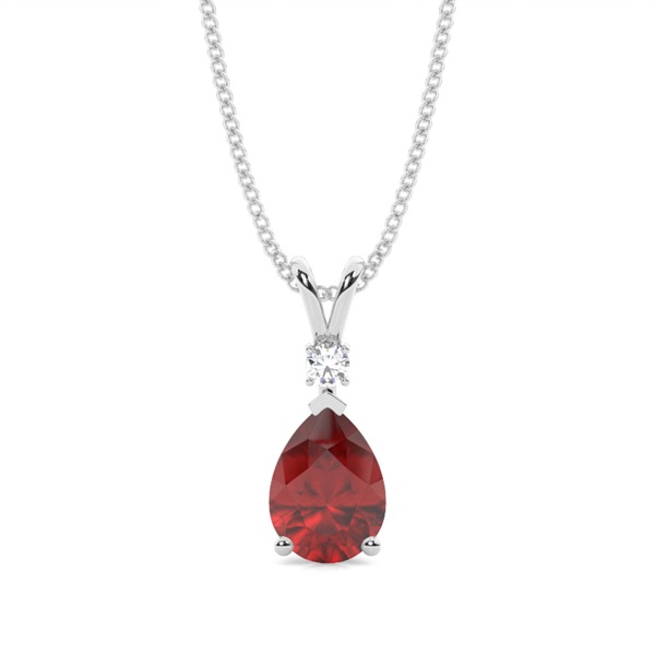 Prong Setting Pear Garnet Pendant