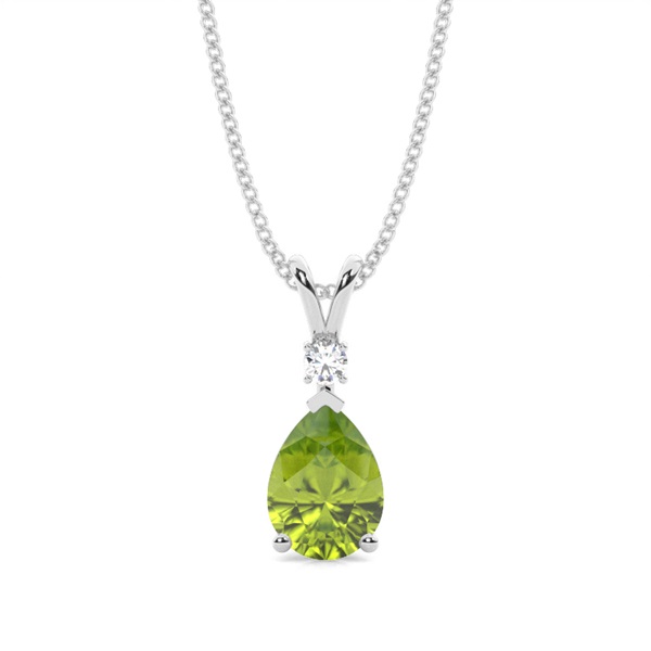 Prong Setting Pear Peridot Pendant