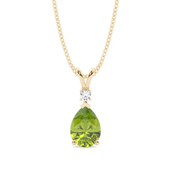 Prong Setting Pear Peridot Pendant