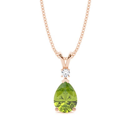 Prong Setting Pear Peridot Pendant