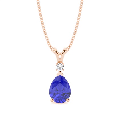 Prong Setting Pear Tanzanite Pendant