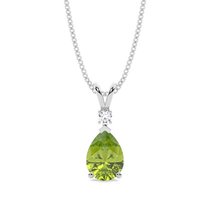 Prong Setting Pear Peridot Pendant