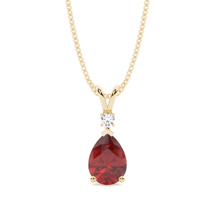 Prong Setting Pear Garnet Pendant
