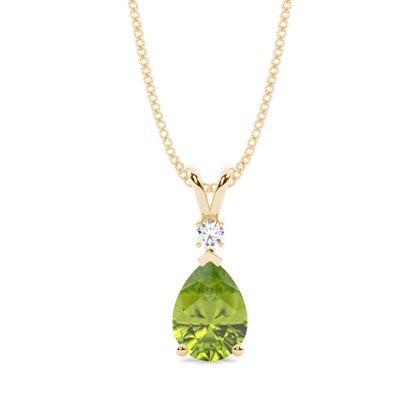 Prong Setting Pear Peridot Pendant