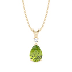 Prong Setting Pear Peridot Pendant