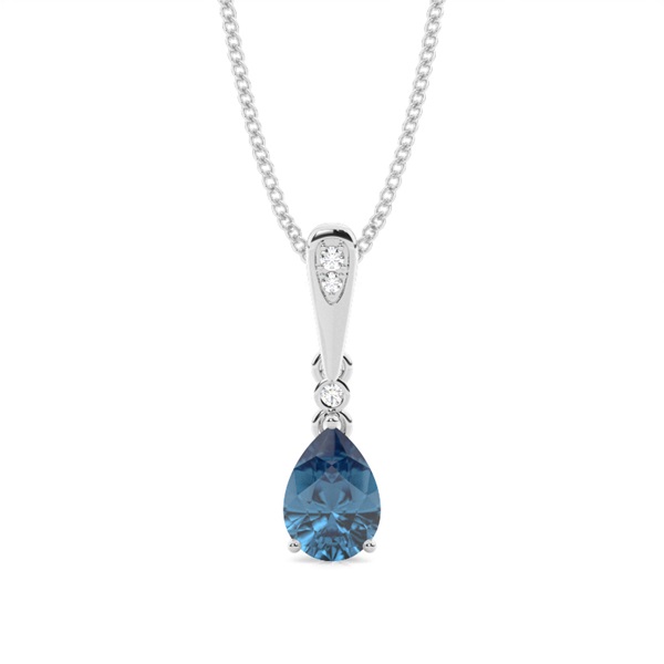 Prong Setting Pear Blue Topaz Pendant