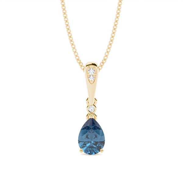 Prong Setting Pear Blue Topaz Pendant