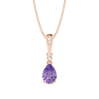 Prong Setting Pear Amethyst Pendant