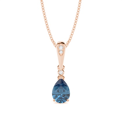 Prong Setting Pear Blue Topaz Pendant