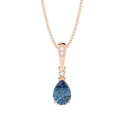 Prong Setting Pear Blue Topaz Pendant