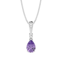 Tropfenförmiger Amethyst-Anhänger in einer Krappenfassung