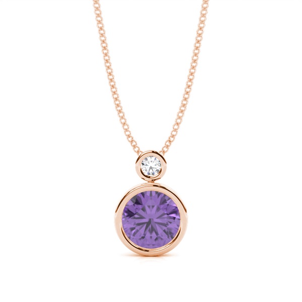 Bezel Set Round Amethyst Pendant