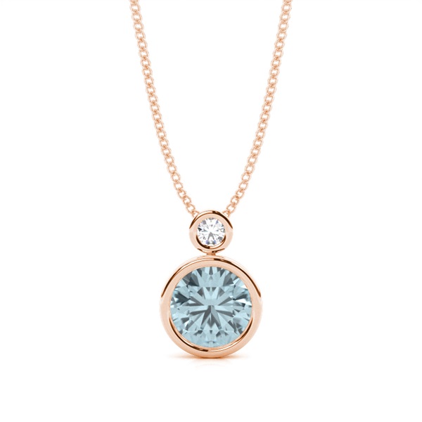 Bezel Set Round Aquamarine Pendant