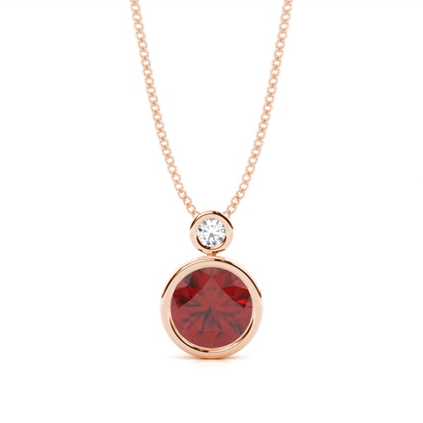 Bezel Set Round Garnet Pendant