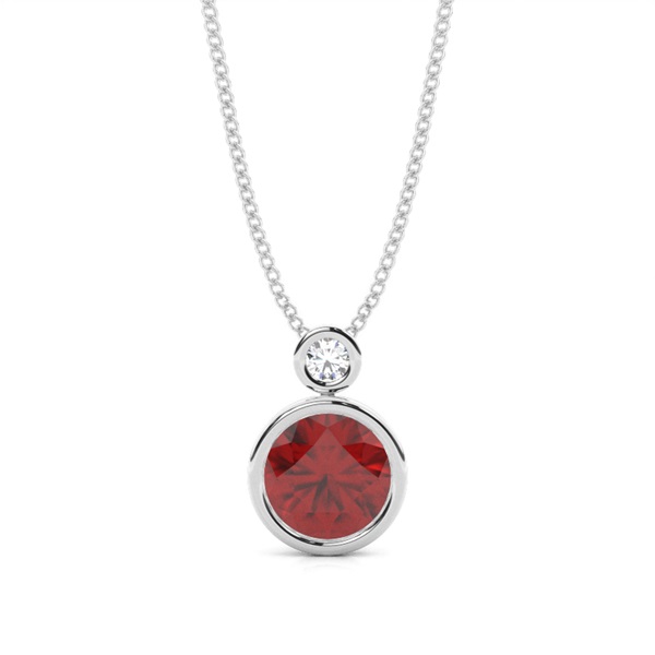 Bezel Set Round Garnet Pendant