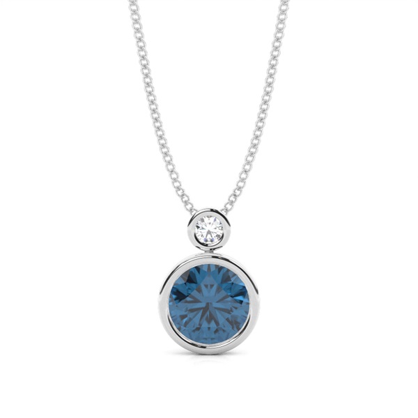 Bezel Set Round Blue Topaz Pendant