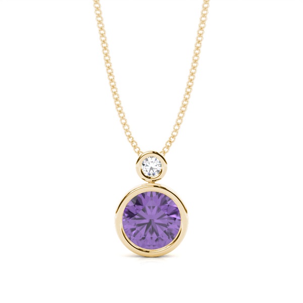 Bezel Set Round Amethyst Pendant
