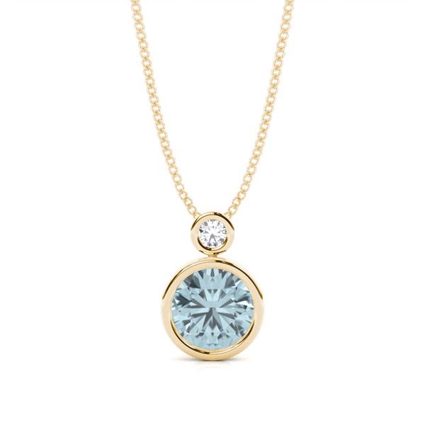 Bezel Set Round Aquamarine Pendant