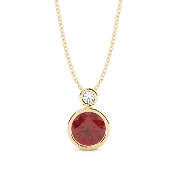 Bezel Set Round Garnet Pendant