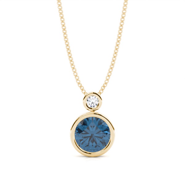 Bezel Set Round Blue Topaz Pendant