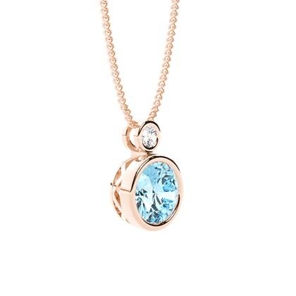 Runder Aquamarin-Anhänger in einer Lünettenfassung