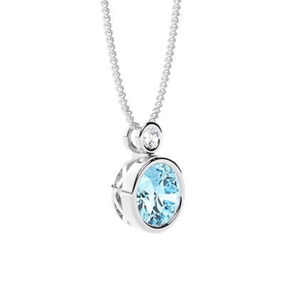 Runder Aquamarin-Anhänger in einer Lünettenfassung