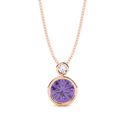 Bezel Set Round Amethyst Pendant