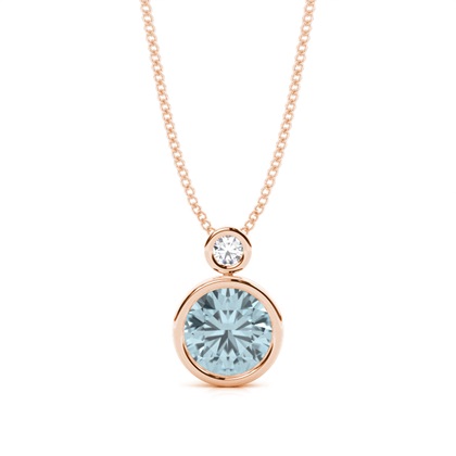 Bezel Set Round Aquamarine Pendant