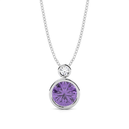 Bezel Set Round Amethyst Pendant