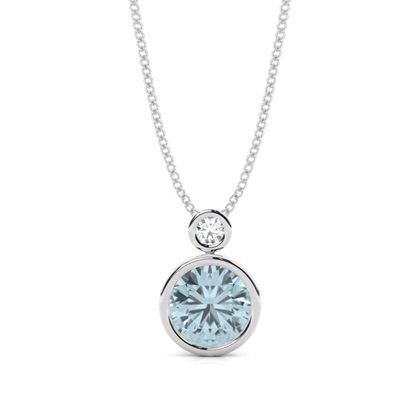 Bezel Set Round Aquamarine Pendant