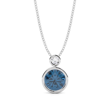 Bezel Set Round Blue Topaz Pendant