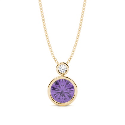 Bezel Set Round Amethyst Pendant