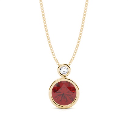 Bezel Set Round Garnet Pendant